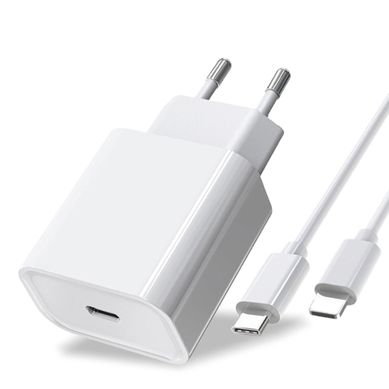 Carregador Ultra Rápido Com Saída USB-C e Cabo De Carregamento - Para iPhone